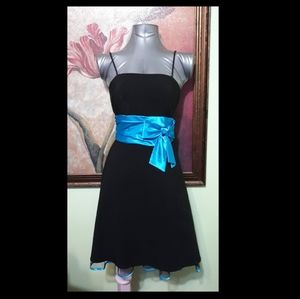 Black with blue ribbon dress